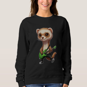 Kawaii Chibi Funny Ferret Pet Guitarist Rocker Ani Sweatshirt
