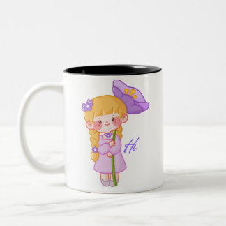 Kawaii Chibi Girl Mug | Cute Flower Girl Coffee Mu