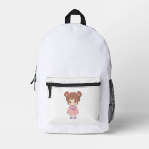 Kawaii Chibi Girl Pink Dress Backpack Cute 3D An