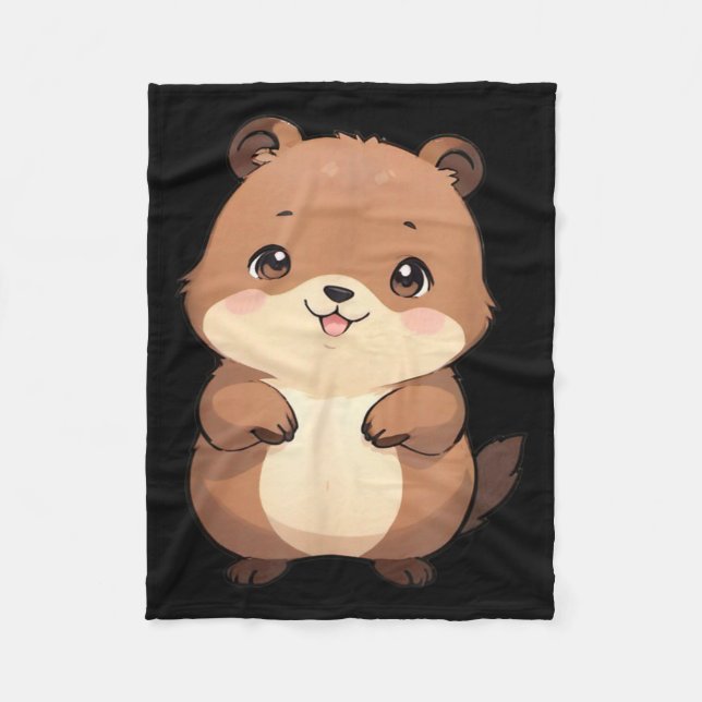 Kawaii Chibi Groundhog - Panfurware Llc  Fleece Blanket (Front)