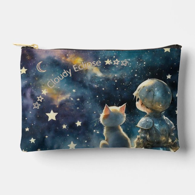 Kawaii Chibi Knight and Kitten Starry Sky Bag (Front)