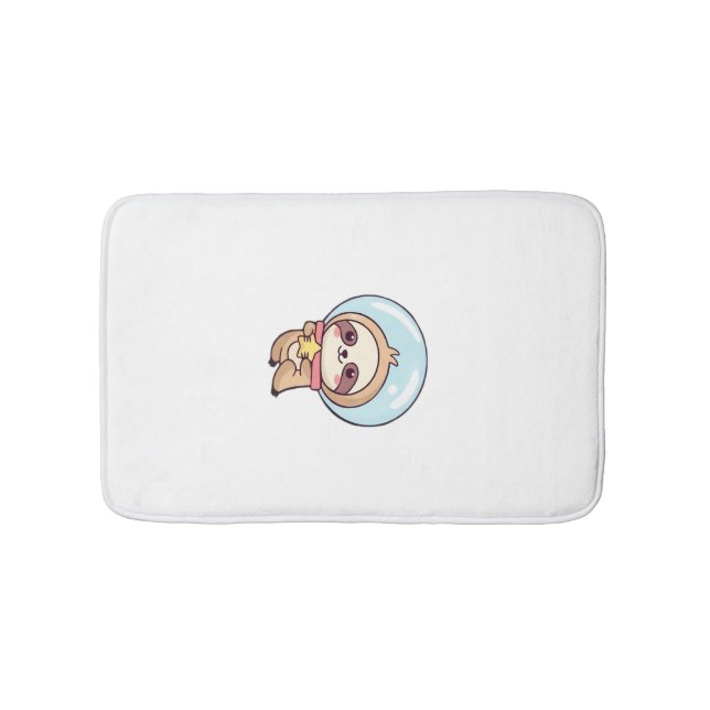 Kawaii Chibi Sloth Astronaut � Cute Space Sloth Ca Bath Mat (Front)