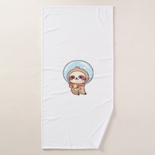 Kawaii Chibi Sloth Astronaut � Cute Space Sloth Ca Bath Towel