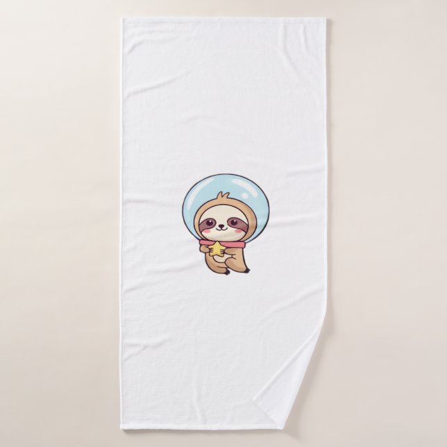 Kawaii Chibi Sloth Astronaut � Cute Space Sloth Ca Bath Towel (Bath Towel)
