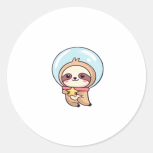 Kawaii Chibi Sloth Astronaut � Cute Space Sloth Ca Classic Round Sticker