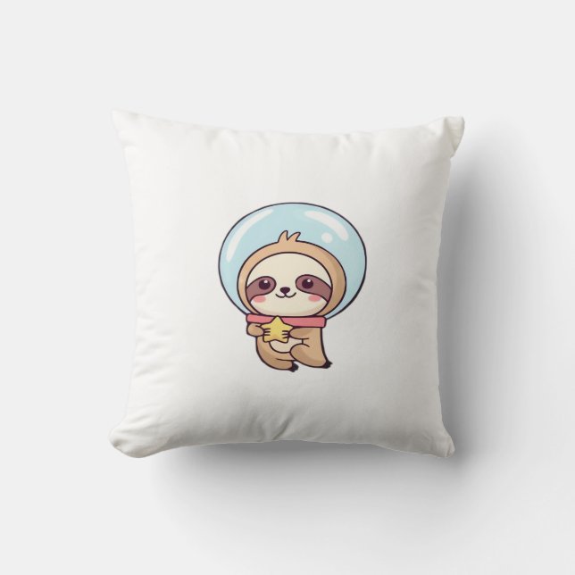 Kawaii Chibi Sloth Astronaut � Cute Space Sloth Ca Cushion (Front)
