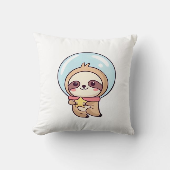 Kawaii Chibi Sloth Astronaut � Cute Space Sloth Ca Cushion (Front)