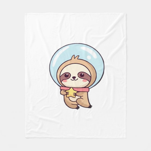 Kawaii Chibi Sloth Astronaut � Cute Space Sloth Ca Fleece Blanket (Front)