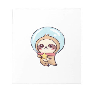 Kawaii Chibi Sloth Astronaut – Cute Space Sloth Ca Notepad