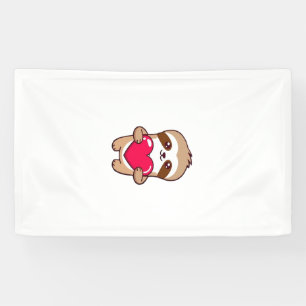 Kawaii Chibi Sloth Hugging Heart � Cute Adorable S Banner