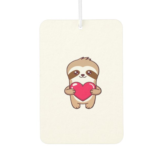 Kawaii Chibi Sloth Hugging Heart � Cute Adorable S Car Air Freshener (Front)