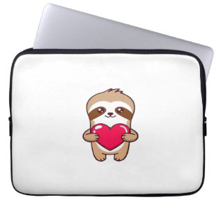 Kawaii Chibi Sloth Hugging Heart � Cute Adorable S Laptop Sleeve