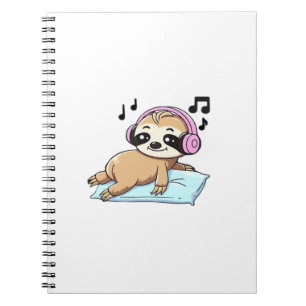 Kawaii Chibi Sloth Listening to Music � Cute Relax Notebook