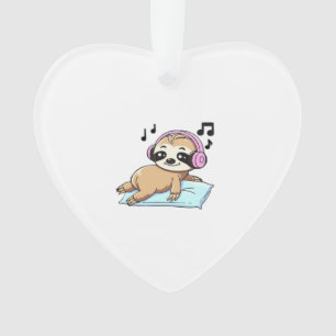 Kawaii Chibi Sloth Listening to Music � Cute Relax Ornament