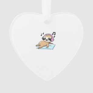 Kawaii Chibi Sloth Listening to Music � Cute Relax Ornament