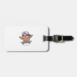 Kawaii Chibi Sloth Skater � Cute Funny Skateboardi Luggage Tag