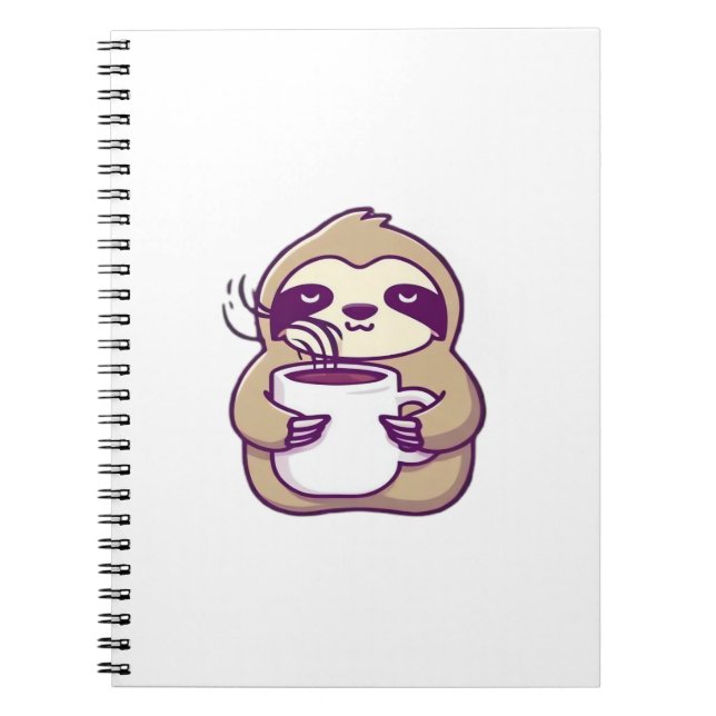 Kawaii Chibi Sloth with Coffee Mug � Cute Sleepy A Notebook (Front)