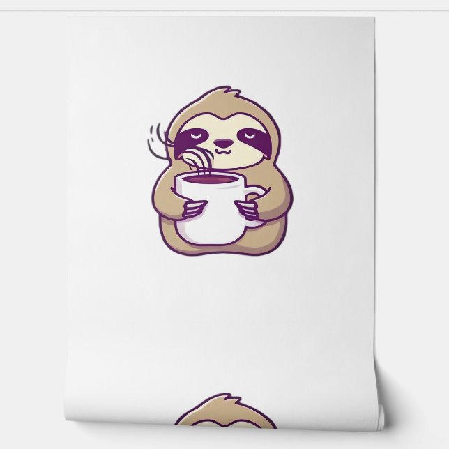Kawaii Chibi Sloth with Coffee Mug � Cute Sleepy A Wallpaper (Unrolling)