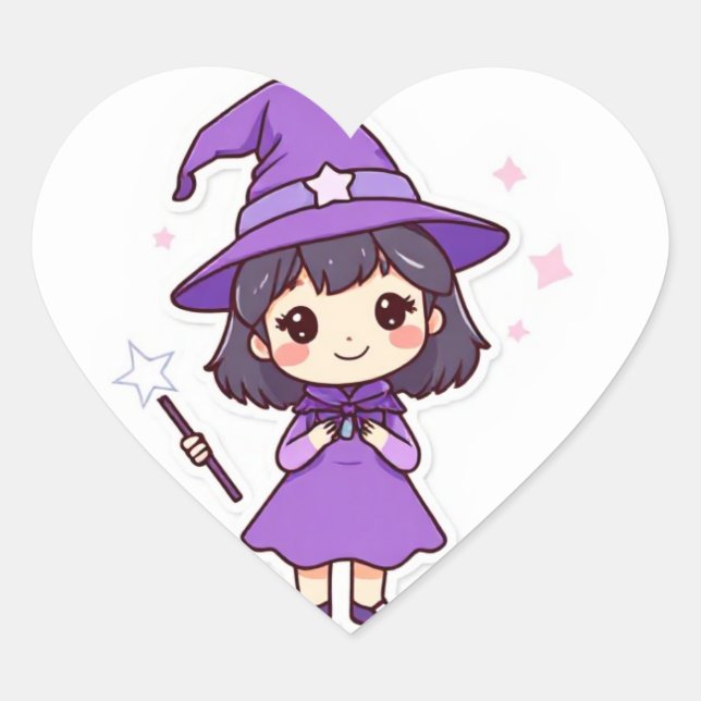 Kawaii Chibi Witch Girl Sticker (Front)
