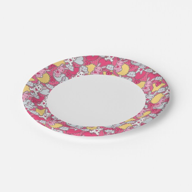 Kawaii Child Pattern with Cute Doodles 2 Paper Plate (Angled)