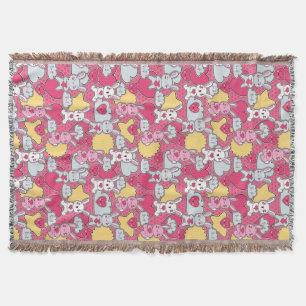 Kawaii Child Pattern with Cute Doodles 2 Throw Blanket