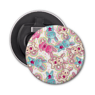 Kawaii Child Pattern with Cute Doodles Bottle Opener
