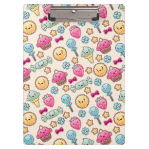 Kawaii child pattern with cute doodles clipboard