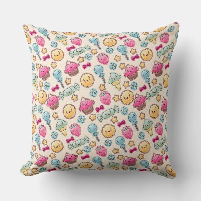 Kawaii child pattern with cute doodles cushion (Front)