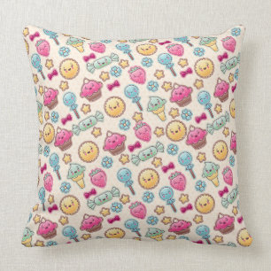 Kawaii child pattern with cute doodles cushion