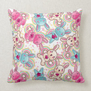 Kawaii Child Pattern with Cute Doodles Cushion