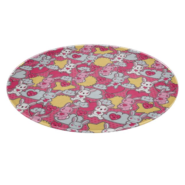 Kawaii Child Pattern with Cute Doodles Cutting Board (Corner)