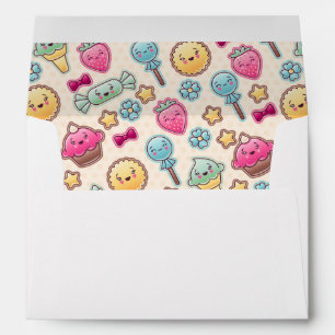 Kawaii child pattern with cute doodles envelope