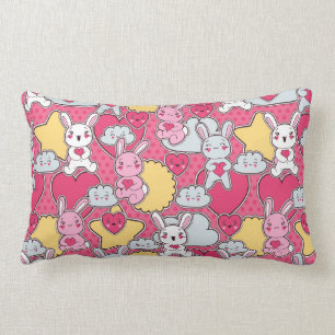 Kawaii Child Pattern with Cute Doodles Lumbar Cushion