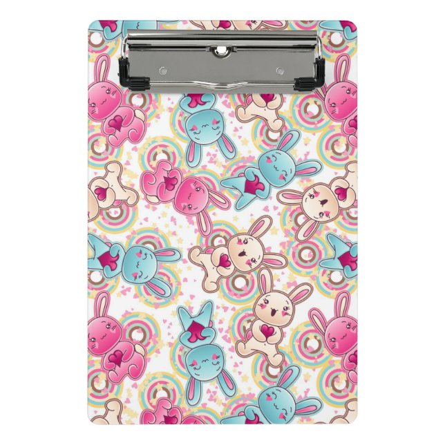 Kawaii Child Pattern with Cute Doodles Mini Clipboard (Front)