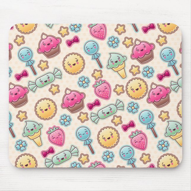 Kawaii child pattern with cute doodles mouse pad (Front)