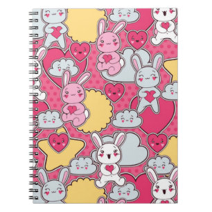 Kawaii Child Pattern with Cute Doodles Notebook