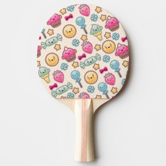 Kawaii child pattern with cute doodles ping pong paddle (Front)