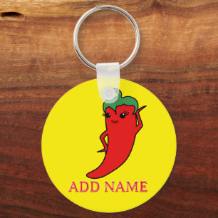 Kawaii Chili Pepper Diva Custom Key Ring