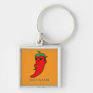 Kawaii Chili Pepper Diva Custom Key Ring
