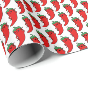 Kawaii Chili Pepper Drawing Wrapping Paper
