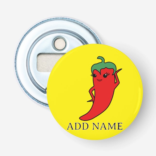 Kawaii Chilli Pepper Diva Custom Bottle Opener (Front)