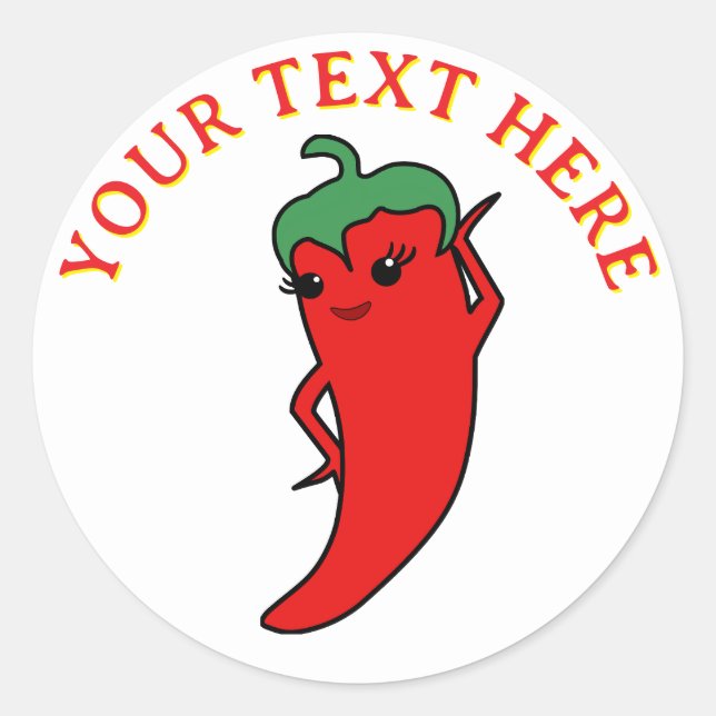 Kawaii Chilli Pepper Diva Custom Classic Round Sticker (Front)