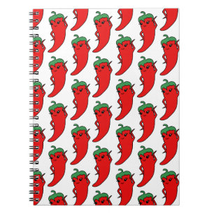 Kawaii Chilli Pepper Drawing Pattern Notebook