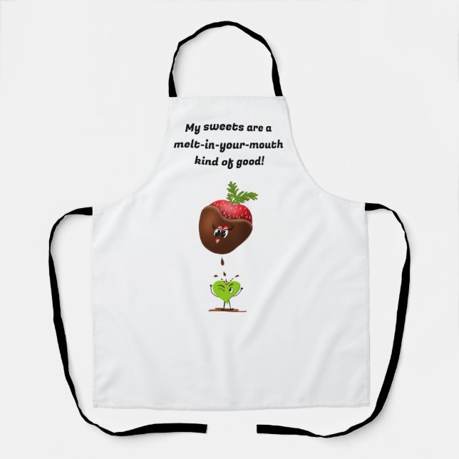Kawaii Chocolate Covered Strawberry Chef Apron (Front)