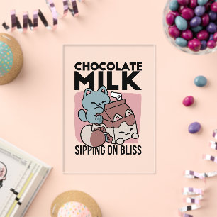 Kawaii Chocolate Milk Cat – Cosy Drink & Cuteness Acrylic Invitations
