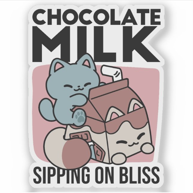 Kawaii Chocolate Milk Cat – Cozy Drink & Cuteness  (Front)