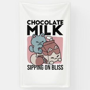 Kawaii Chocolate Milk Cat – Cozy Drink & Cuteness Banner