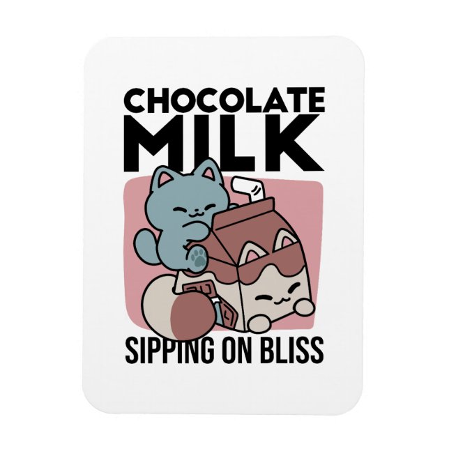 Kawaii Chocolate Milk Cat – Cozy Drink & Cuteness  Magnet (Vertical)