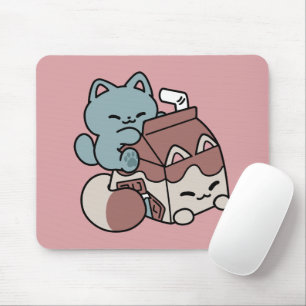 Kawaii Chocolate Milk Cat – Cozy Drink & Cuteness Mouse Pad