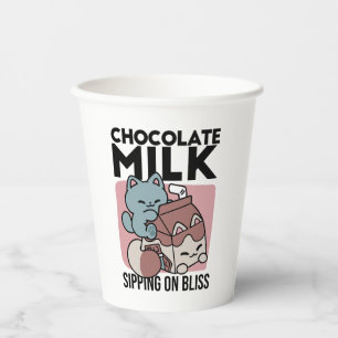Kawaii Chocolate Milk Cat – Cozy Drink & Cuteness Paper Cups